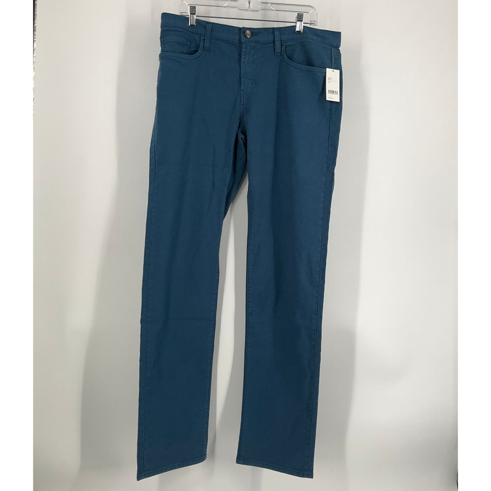 J Brand Kane Jeans 34 Teal Linen Blend Straight Leg Stretch Resort Corpcore NEW